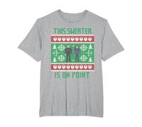 Suéter navideño Feo Marvel Hawkeye Clint Barton Kate Bishop Camiseta, Hombre Tallas Grandes, Gris Jaspeado, 5X Alto