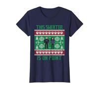 Suéter navideño Feo Marvel Hawkeye Clint Barton Kate Bishop Camiseta, Mujer, Azul Marino, M