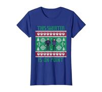 Suéter navideño Feo Marvel Hawkeye Clint Barton Kate Bishop Camiseta, Mujer, Azul Real, S
