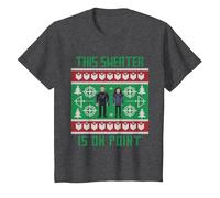 Suéter navideño Feo Marvel Hawkeye Clint Barton Kate Bishop Camiseta, Niños, Jaspeado Oscuro, 4 años