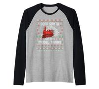 Suéter navideño Feo navideño para coleccionistas de Steam Model Trains Camiseta Manga Raglan
