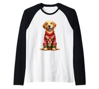 Suéter navideño Golden Retriever Felicidad Camiseta Manga Raglan