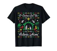 Suéter navideño Let Us Adore Him Manger Christian Ugly Camiseta