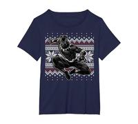 Suéter navideño Marvel Black Panther Crouch Ugly Camiseta, Mujer Tallas Grandes, Azul Marino, 5XL Grande