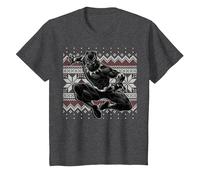 Suéter navideño Marvel Black Panther Crouch Ugly Camiseta, Niños, Jaspeado Oscuro, 12 años