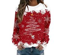 Suéter navideño para mujer con estampado de árbol de Navidad, suéter navideño, camiseta navideña divertida y fea, suéter navideño dulce, disfraz navideño feo, suéter navideño, atuendo navideño, O rojo