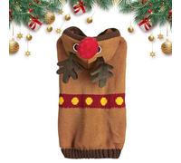 Suéter navideño para perros, suéteres navideños para cachorros | Suéter para perros con suave sudadera con capucha - Suéter para mascotas con jersey de reno, ropa cálida y