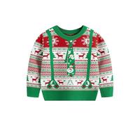 Suéter Niño, Suéter De Niña De Navidad Para Niños Nuevos Modelos Otoño-Invierno Para Niños Y Niñas Ropa Interior Térmica De Malla Jacquard Color-Block Para Niños Para Fiestas Diario