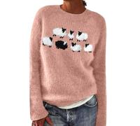 Suéter noruego genérico para mujer de invierno cálido elegante y elegante suéter de punto de cuello redondo manga larga sudaderas vintage con estampado de tops Oversize Casual Básico Ropa Mujer Otoño