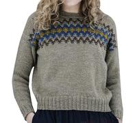 Suéter Noruego Mujer Invierno Cálido Chic Jersey Punto Cuello Redondo Manga Larga Sudaderas Patrón Jacquard Tops Oversize Moda Cómodo Ropa Mujer Otoño Invierno, marrón, L