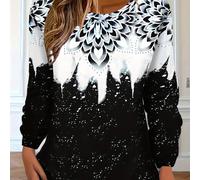 Suéter Oversize de Mujer con Estampado Floral Degradado - Cuello y Larga, Ajuste , Lavable a Máquina, Tallas Grandes Disponibles para Otoño/Invierno, Diseño de Peonía, Ropa Cómoda de Invierno, Print