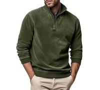Suéter para hombre con cremallera de 1/4, suéter para hombre, casual, ligero, térmico, manga larga, ajuste delgado, cuello alto, casual, cuello alto, sudadera cálida con cuello alto, verde, XXL