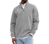 Suéter para hombre con cuello en V, sudadera para hombre sin capucha, azul, monocolor, básica, sudadera de manga larga, suéter de manga larga, cuello alto, media cremallera, ropa de calle, informal