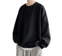Suéter para hombre negro 5XL sudadera para hombre sin capucha azul, cuello redondo, sudaderas de corte grande, monocolor, parte superior de manga larga, sudadera minimalista con capucha, cómoda ropa