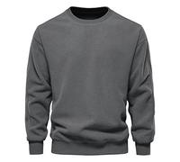 Suéter para hombre, sudadera para hombre, suéter de trabajo, jersey de punto, suéter de Navidad, invierno, suelto, a la moda, informal, de forro polar sólido, camiseta de fondo, gris oscuro, L