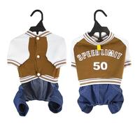 Suéter para mascotas con bloqueo de color, cobertura completa de las piernas, poliéster transpirable, ropa de moda para razas pequeñas