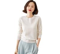 Suéter para mujer, cuello redondo, cachemira, liso, con fondo delgado, manga larga, casual, básico