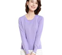 Suéter para mujer, cuello redondo, cachemira, liso, con fondo delgado, manga larga, casual, básico