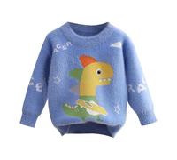 Suéter para niños bebé niña suéter recién nacido niño pequeño un forro polar para espesar cuello redondo sudadera de punto otoño invierno suéter tops ropa pelele de punto, azul, 6-12 meses