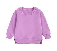 Suéter para niños pequeños Sudadera Sólido Plus Baby Color Top Coat Tops Cumpleaños Top Top, morado, 6-7 años