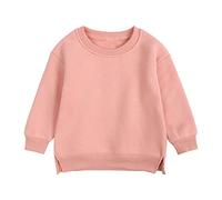 Suéter para niños pequeños Sudadera Sólido Plus Baby Color Top Coat Tops Cumpleaños Top Top, Rosa., 3-4 años