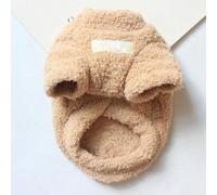 Suéter Polar de Doble Capa Cálido para Invierno, Ropa Perro de Color Liso para Gatos y Perros con Lazo para Correa(Brown,Medium)