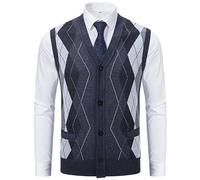 Suéter Sin Mangas para Hombre, Chaleco Informal Sin Mangas con Cuello En V para Hombre, Suéter De Punto De Rombos De Mezcla De Lana, Chaleco De Caballero De Negocios del Oeste, Camisetas Sin Manga