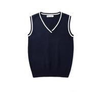 Suéter sin Mangas para Hombre y Mujer, Chaleco con Cuello en V, Estilo Preppy, Estudiantes, niños y niñas, Jersey de Punto clásico de Primavera, Chaleco Retro de Moda Coreana