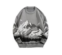 Suéter Sudadera de bloques de color masculino Otoño e invierno para adolescentes Unisex de cuello redondo Jersey de manga larga de punto Suéteres largos de diseñador, Grey-a, L