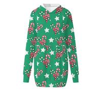 Suéter suelto y cómodo con capucha de manga larga con estampado navideño para mujer, sudadera festiva y acogedora de vacaciones para mujer con purpurina, a, M