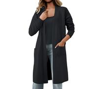Suéter Tipo cárdigan Largo Cruzado con Parte Delantera Abierta de Punto, Abrigo Tipo Plumero para otoño e Invierno, Ropa de Abrigo de (Black, One Size)