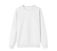 Suéter universitario para mujer, una sudadera informal de moda de color sólido, con hombros descubiertos, cuello redondo, manga larga, para mujer E Girl, Blanco, M