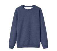 Suéter universitario para mujer, una sudadera informal de moda de color sólido, con hombros descubiertos, cuello redondo, manga larga, para mujer E Girl, marine, S