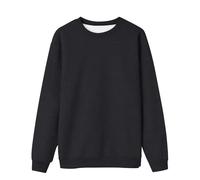 Suéter universitario para mujer, una sudadera informal de moda de color sólido, con hombros descubiertos, cuello redondo, manga larga, para mujer E Girl, Negro , S