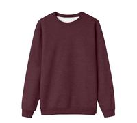 Suéter universitario para mujer, una sudadera informal de moda de color sólido, con hombros descubiertos, cuello redondo, manga larga, para mujer E Girl, Vino, XL