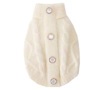 Suéteres cálidos de otoño e invierno, suéteres de punto de felpa para gatos, gatitos, perros pequeños, ropa de dos patas, suéter para perro (S, blanco)