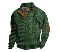 Suéteres cálidos para hombre, sudadera de punto con botones y parche cálido en el codo, suéter grueso para otoño e invierno, térmica, suave, cómoda, ropa de punto trenzado para ropa de calle al aire