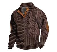 Suéteres cálidos para hombre, sudadera de punto con botones y parche cálido en el codo, suéter grueso para otoño e invierno, térmica, suave, cómoda, ropa de punto trenzado para ropa de calle al aire