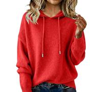 Suéteres cálidos para mujer, cuello redondo, suaves, sudaderas con capucha para otoño e invierno, acogedor, de punto, mullido, con cordón, con capucha, de manga larga, 2026, rosso, XL