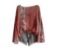 Suéteres, Chalecos y Sudaderas de Mujer Vintage con Estampado Floral Bohemio. Suéter Tejido Elegante con Cuello Redondo y Mangas Largas. Sudaderas con Diseño de Túnica de Gran Tamaño. Ropa de Moda y