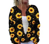 Suéteres con estampado artístico para mujer, suéteres cálidos con botones, clásicos, informales, para el trabajo, vacaciones, suéter de punto, 1D-negro, S