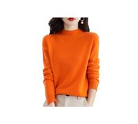 Suéteres de Cachemira para Las Mujeres, Jersey de Cachemira Suave, Cuello Redondo Jersey Caliente, Medio Cuello Alto suéteres de Manga (M (50-55 KG),Orange)