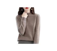 Suéteres de Cachemira para Las Mujeres, Jersey de Cachemira Suave, Cuello Redondo Jersey Caliente, Medio Cuello Alto suéteres de Manga (M (50-55 KG),Camel)
