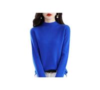 Suéteres de Cachemira para Las Mujeres, Jersey de Cachemira Suave, Cuello Redondo Jersey Caliente, Medio Cuello Alto suéteres de Manga (L (55-62.5 KG),Blue)