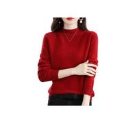 Suéteres de Cachemira para Las Mujeres, Jersey de Cachemira Suave, Cuello Redondo Jersey Caliente, Medio Cuello Alto suéteres de Manga (XL (62.5-70 KG),Scarlet)