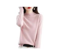 Suéteres de Cachemira para Las Mujeres, Jersey de Cachemira Suave, Cuello Redondo Jersey Caliente, Medio Cuello Alto suéteres de Manga (L (55-62.5 KG),Pink)