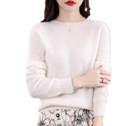 Suéteres de Cachemira para Mujer, jerséis de Cachemira, suéter de Lana Merino para Mujer, suéter de Punto Ligero (Blanco,XL)
