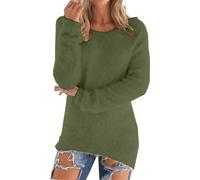 Suéteres de cachemira para mujer Reino Unido, suéter térmico de forro polar ligero, suéter suave y cómodo de manga larga, forro polar liso, suéter de un solo color, casual, cuello redondo, estilo slim