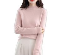 Suéteres de Cachemira para Mujer,Suéter Suave y Acogedor,Suéteres de Cachemira de Manga Larga con Cuello Redondo para otoño e Invierno (Large,Pink)
