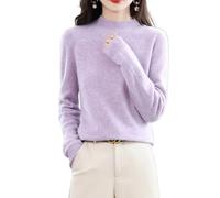Suéteres de Cachemira para Mujer,Suéter Suave y Acogedor,Suéteres de Cachemira de Manga Larga con Cuello Redondo para otoño e Invierno (X-Large,Purple)